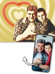 Twoje zdjęcie z neonem - Serce - złote serca z czerwienią