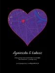 Serce z mapą  (Fiolet) - pokaż gdzie to się zaczęło! Podświetlany obraz personalizowany  led Lightvibes