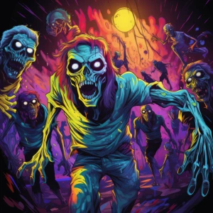 Halloween - pościg zombie. Podświetlany obraz led Lightvibes