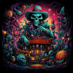 Halloween - Cmentarne miasteczko. Podświetlany obraz led Lightvibes
