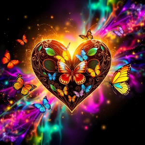 Art Nouveau Flare Heart - Podświetlany obraz led Lightvibes