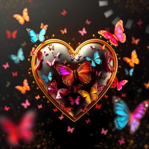 Butterflies Pendant Heart Shape - Podświetlany obraz led Lightvibes