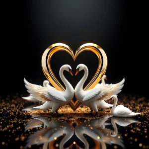 Dancing Swans Heart - Podświetlany obraz led Lightvibes