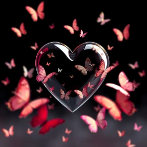 Glass Butterflies Heart - Podświetlany obraz led Lightvibes