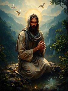 Jezus rozmawiający z Bogiem. Podświetlany obraz led Lightvibes