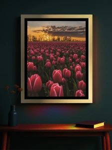 Tulipany Łąka. Kwiaty - Podświetlany obraz led Lightvibes
