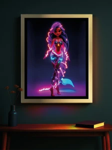 Syrenka. Neonowi Przyjaciele - Podświetlany obraz led Lightvibes