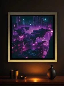 Mapa świata (Cybercity) - Podświetlany obraz led Lightvibes