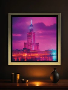 Warszawa Pałac Kultury i Nauki (Cyberpunk) - Podświetlany obraz led Lightvibes