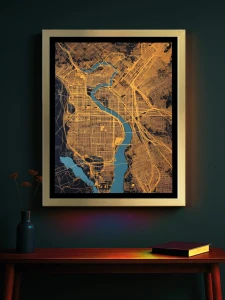 Mapa Miasta - Podświetlany obraz led Lightvibes