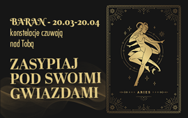 Podświetlany znak zodiaku Baran – obraz LED w astrologicznym stylu, złota ilustracja na czarnym tle, symbol energii i odwagi
