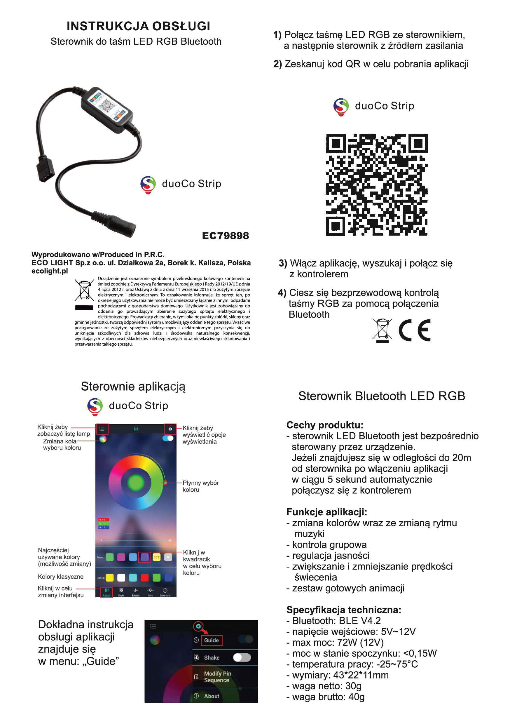 instrukcja obsługi sterownika LED RGB